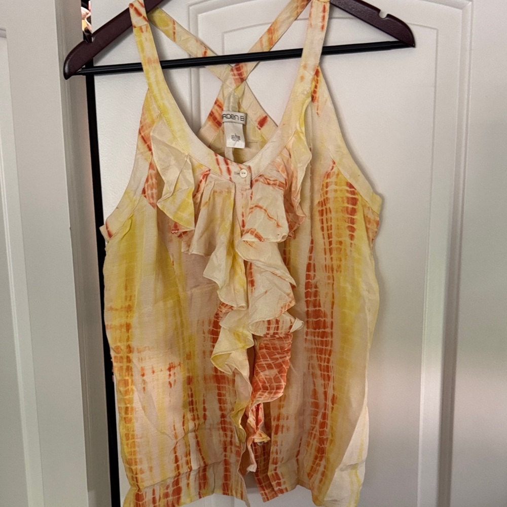 Arden B Tie-Dye Ruffled Tank Top